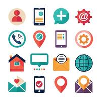 Contact Us icon set collection for websites and mobile applications vector
