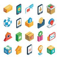 Contact Us icon set collection for websites and mobile applications vector