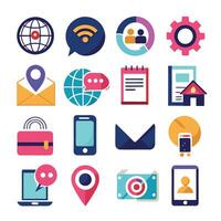 Contact Us icon set collection for websites and mobile applications vector