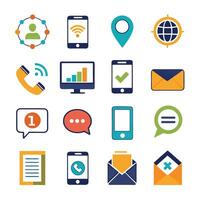 Contact Us icon set collection for websites and mobile applications vector