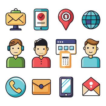 contacto nosotros icono conjunto colección para sitios web y móvil aplicaciones vector