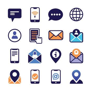 Contact Us icon set collection for websites and mobile applications vector
