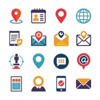 Contact Us icon set collection for websites and mobile applications vector
