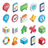 Contact Us icon set collection for websites and mobile applications vector