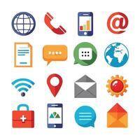 Contact Us icon set collection for websites and mobile applications vector