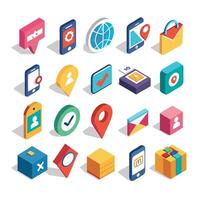 Contact Us icon set collection for websites and mobile applications vector