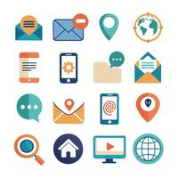 Contact Us icon set collection for websites and mobile applications vector