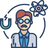 Physicist linear color illustration vector