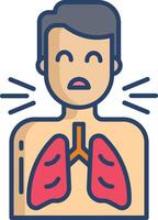 breathing problem linear color illustration vector
