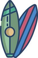 Surfboard linear color illustration vector