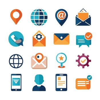 Contact Us icon set collection for websites and mobile applications vector