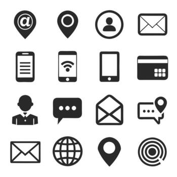 Contact Us icon set collection for websites and mobile applications vector