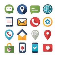 Contact Us icon set collection for websites and mobile applications vector