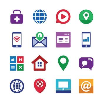Contact Us icon set collection for websites and mobile applications vector