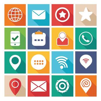 Contact Us icon set collection for websites and mobile applications vector