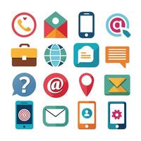 Contact Us icon set collection for websites and mobile applications vector