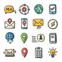 Contact Us icon set collection for websites and mobile applications vector