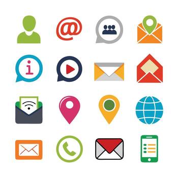 contacto nosotros icono conjunto colección para sitios web y móvil aplicaciones vector