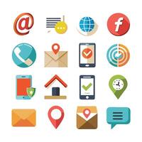 Contact Us icon set collection for websites and mobile applications vector