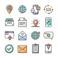 Contact Us icon set collection for websites and mobile applications vector