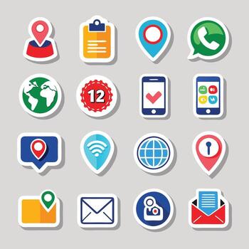 contacto nosotros icono conjunto colección para sitios web y móvil aplicaciones vector