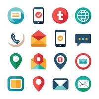 Contact Us icon set collection for websites and mobile applications vector