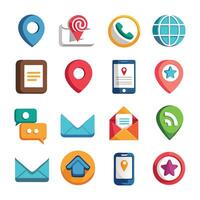 Contact Us icon set collection for websites and mobile applications vector