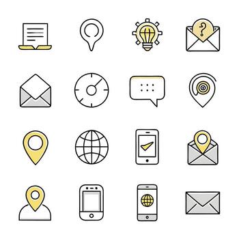 Contact Us icon set collection for websites and mobile applications vector