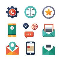 Contact Us icon set collection for websites and mobile applications vector