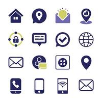 Contact Us icon set collection for websites and mobile applications vector