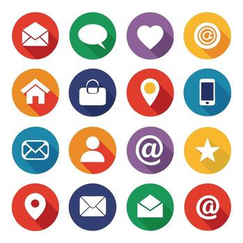 contacto nosotros icono conjunto colección para sitios web y móvil aplicacionescontacto nosotros icono conjunto colección para sitios web y móvil aplicaciones vector