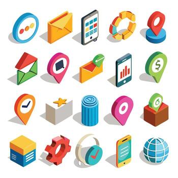 Contact Us icon set collection for websites and mobile applications vector