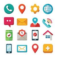 Contact Us icon set collection for websites and mobile applications vector