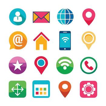 contacto nosotros icono conjunto colección para sitios web y móvil aplicaciones vector