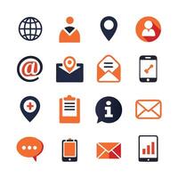 Contact Us icon set collection for websites and mobile applications vector