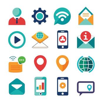 contacto nosotros icono conjunto colección para sitios web y móvil aplicaciones vector