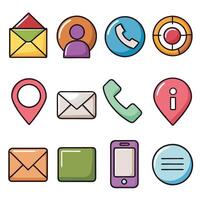Contact Us icon set collection for websites and mobile applications vector
