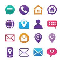 Contact Us icon set collection for websites and mobile applications vector