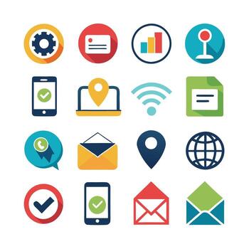 contacto nosotros icono conjunto colección para sitios web y móvil aplicaciones vector