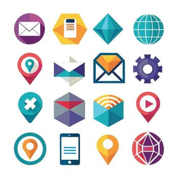 contacto nosotros icono conjunto colección para sitios web y móvil aplicaciones vector