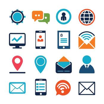 Contact Us icon set collection for websites and mobile applications vector