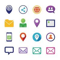 Contact Us icon set collection for websites and mobile applications vector