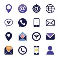 Contact Us icon set collection for websites and mobile applications vector