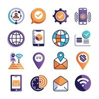 Contact Us icon set collection for websites and mobile applications vector