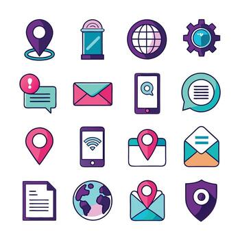 Contact Us icon set collection for websites and mobile applications vector