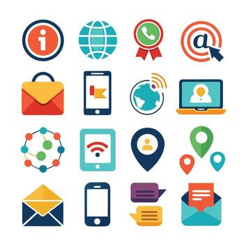 contacto nosotros icono conjunto colección para sitios web y móvil aplicaciones vector