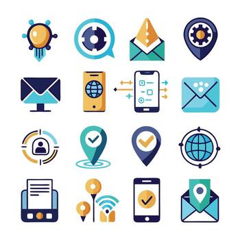 Contact Us icon set collection for websites and mobile applications vector