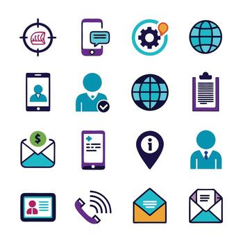 Contact Us icon set collection for websites and mobile applications vector