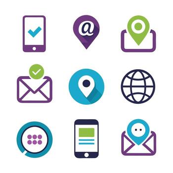 Contact Us icon set collection for websites and mobile applications vector