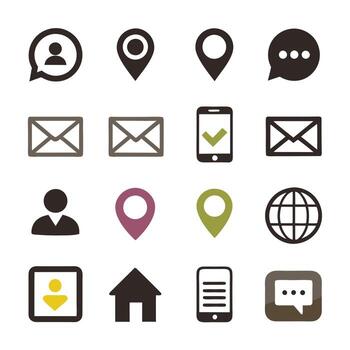 contacto nosotros icono conjunto colección para sitios web y móvil aplicaciones vector